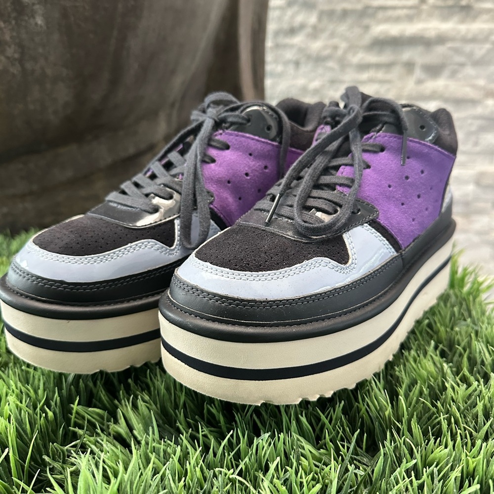 UGG Australia Platform Sneaker Shoes Leather Blue Navy Purple suede size US 7